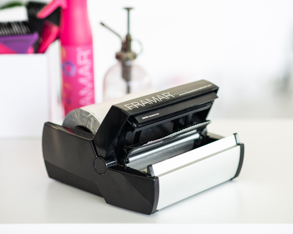Fold freak dispenser, framar fold freak, foil dispenser and cutter, foil holder and cutter, aluminum foil dispenser, aluminum foil dispenser with cutter, foil cutter dispenser, foil cutting machine, foil dispenser for hairdressers, foil dispenser for salon, dispenser foil dispenser, framar foil dispenser instructions, foil roll dispenser